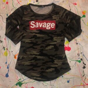 Rebel Sugar Camo Savage Tee